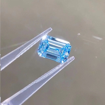 Emerald Cut VS2 Lab Tumbuh Biru CVD Berlian 1ct Perhiasan