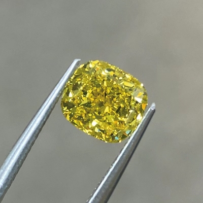 Cushion Cut HPHT Lab Grown Yellow Diamond Semua bentuk tersedia