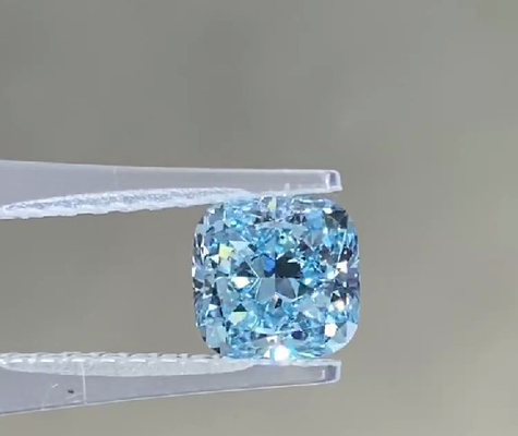 Ukuran Besar CVD Lab Grown Blue Diamonds Fancy Vivid Synthetic 2.25 Ct Cushion Cut VS1