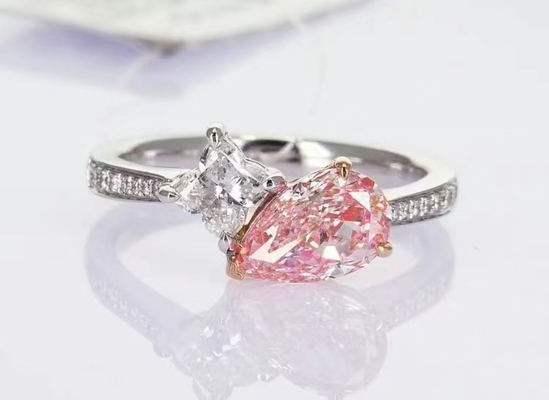 cincin pertunangan cincin pernikahan cincin berlian cincin lab dibuat berlian berwarna pir empat daun pohon clover potong
