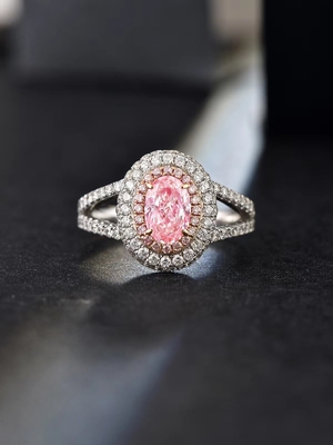 0.89ct Laboratorium Dibuat sintetis mewah Pink CVD Berlian IGI Sertifikasi 18K White Gold Set Diamond Ring
