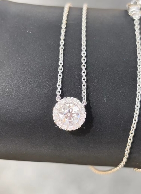 Round Lab Dibuat Perhiasan Berlian Gelang Kalung Dengan Halo Setting Pendant Lab Perhiasan Berlian