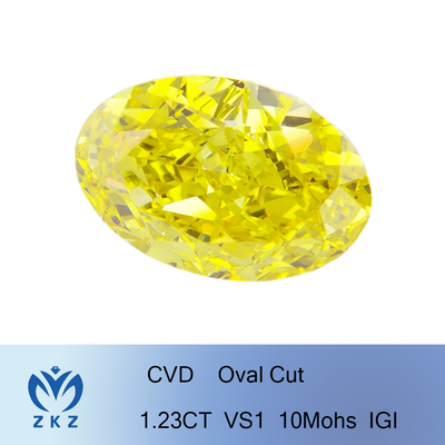 1.23ct Lab Sintetis Membuat Berlian Kuning Berbentuk Oval Potongan Luar Biasa