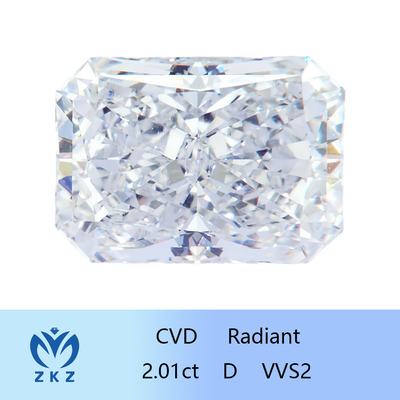Radiant Cut 2ct Sebagai CVD Lab Tumbuh Berlian Putih Dengan Sertifikasi IGI