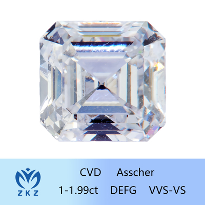 Synthetic Square Shape 1ct Range CVD Asscher Cut Lab Diamond Tumbuh Tanpa Warna