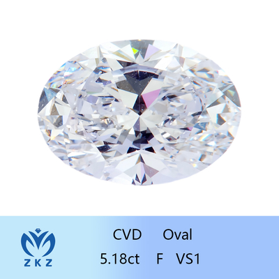 ZKZ Berlian Ukuran Besar 5.18ct Berlian Oval Laboratorium Bersertifikat Lolos VS1 Clarity