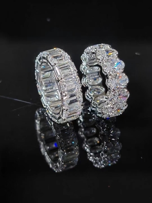 Oval Lab Tumbuh Berlian Cincin Emerald Cut Eternal Diamond Ring