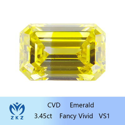Lab HPHT Longgar Membuat Berlian Kuning Emerald Cut Bersertifikat IGI