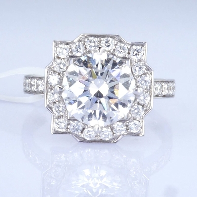 18k Cool Design Ring 3ct Putih Lab-Tumbuh Berlian Ring Bulat Bentuk sintetis Berlian Ring