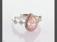 Classic Halo Ring Total 2.31ct Pear Cut Fancy Pink Color Lab Mature Diamond IGI Sertifikasi Wanita Weddi