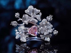 Perhiasan Desain Pink Lab Menumbuhkan Berlian Cincin Desain Mewah Untuk Pesta Hati Bentuk Berlian Cincin