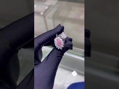 Marquise CVD Lab Perhiasan Berlian Besar Pink Diamond Ring 18k White Gold Perhiasan Custom