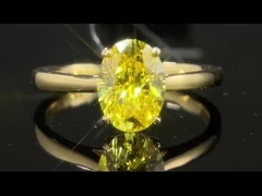 HPHT 1.59ct gaya klasik oval kuning lab tumbuh berlian cincin 18k emas